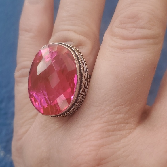 New Faceted Pink Mystic Topaz 925 Silver Ring. - Picture 9 of 16